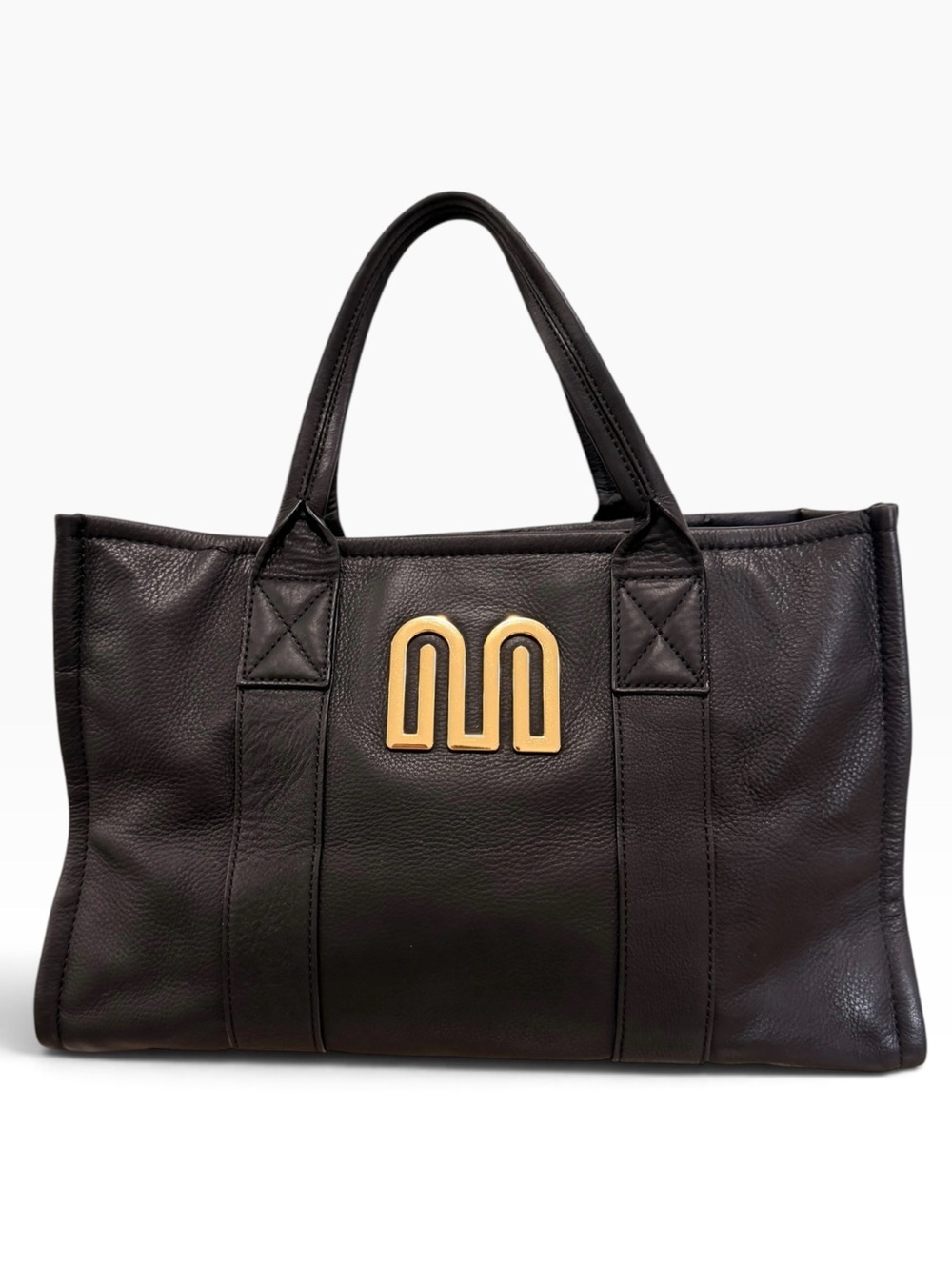 Margot New York Amara Large Leather Tote Bag Black Gold
